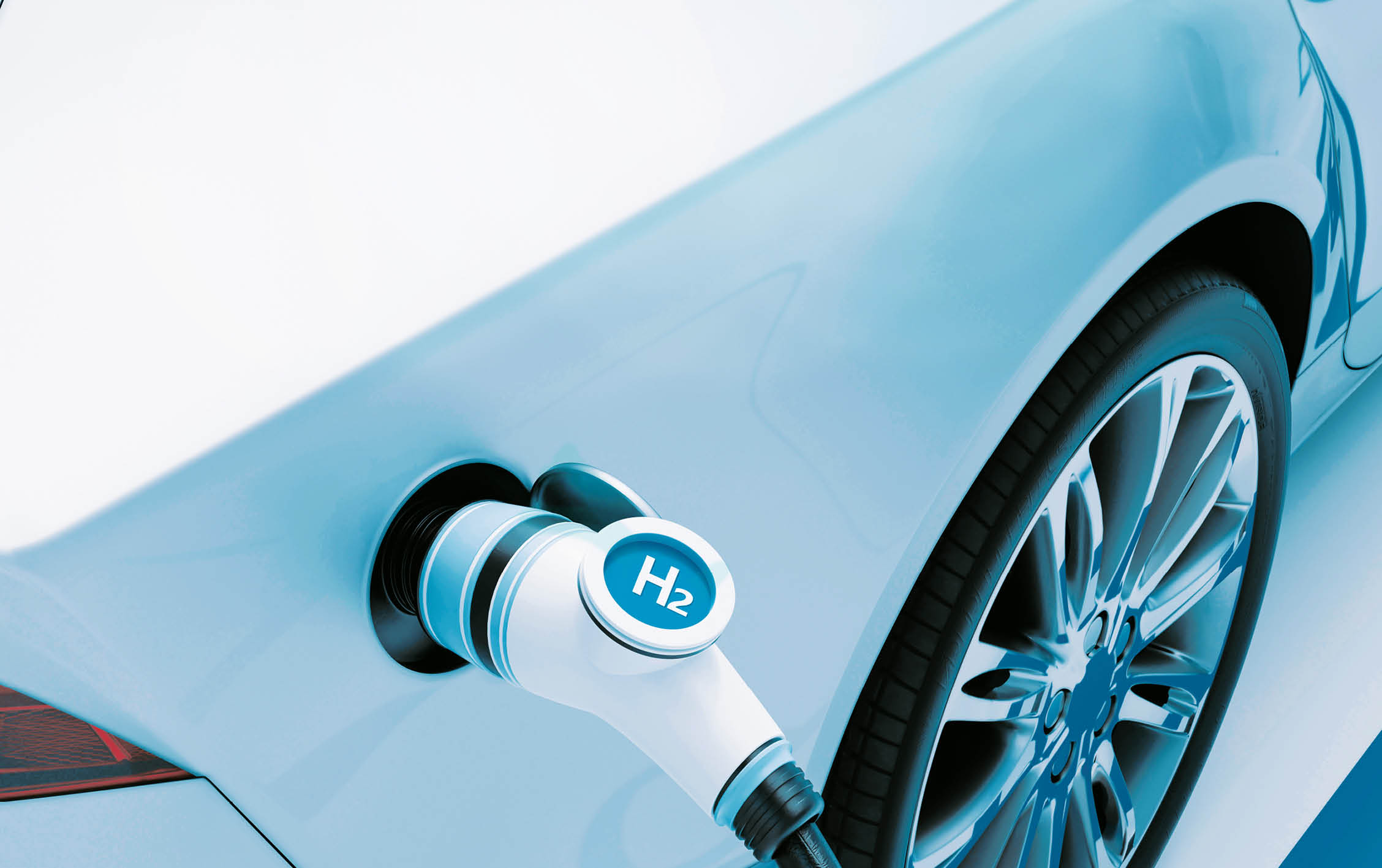 Hydrogen fuel car charging station white color visual concept design. 3d Illustration