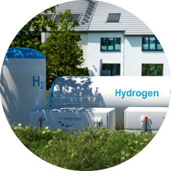 Hydrogen renewable energy production - hydrogen gas for clean electricity at private real estate home