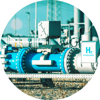 Hydrogen renewable energy production pipeline - hydrogen gas for clean electricity solar and windturbine facility.