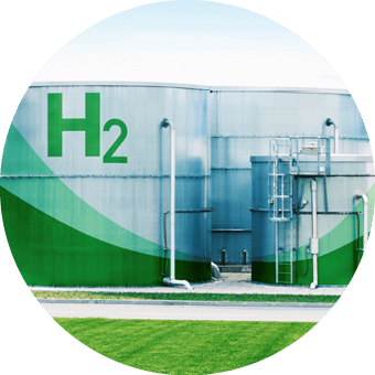 Green Hydrogen factory concept. Hydrogen production from renewable energy sources